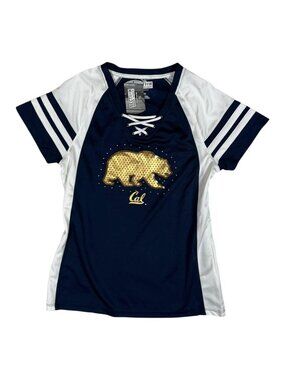 California Golden Bears Shirt Womens Large Navy White NCAA Football Majestic